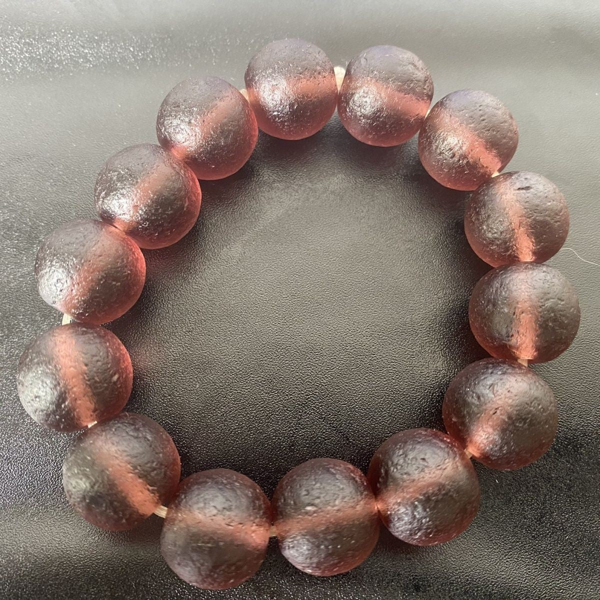 Natural Wealth Glass Agate Purple Qi Talisman Czech Meteorite Energy Bracelet