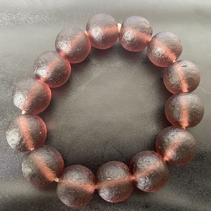 Natural Wealth Glass Agate Purple Qi Talisman Czech Meteorite Energy Bracelet