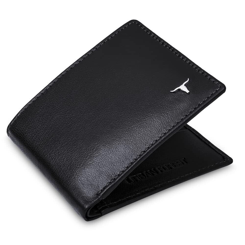 New Black Bi-Fold Leather Men's Wallet RFID Protection Gift Item