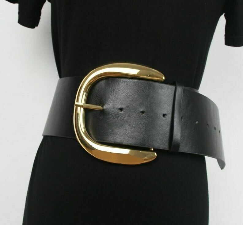 Women Vintage Waist Belts Metal Buckle Luxury Dress Wide PU Waistbands 111x7.8cm