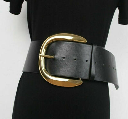 Women Vintage Waist Belts Metal Buckle Luxury Dress Wide PU Waistbands 111x7.8cm