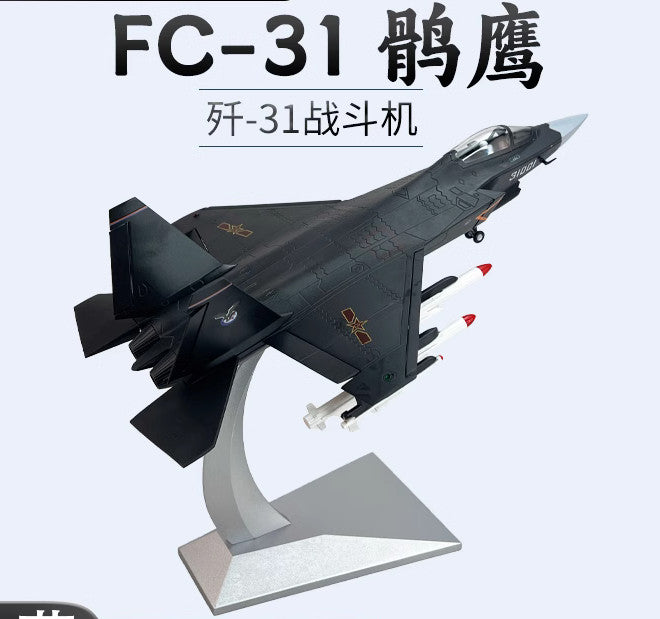 1:48 36CM China J-31 Gyrfalcon Stealth FC-31 Fighter Plane Diecast Model