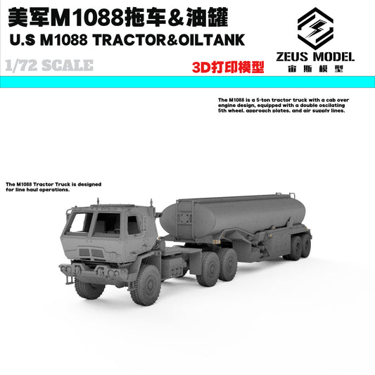 1/72/87/144 US Army FMTV Series M1088 Oil Tank Truck Resin Model Kit 3D Printed