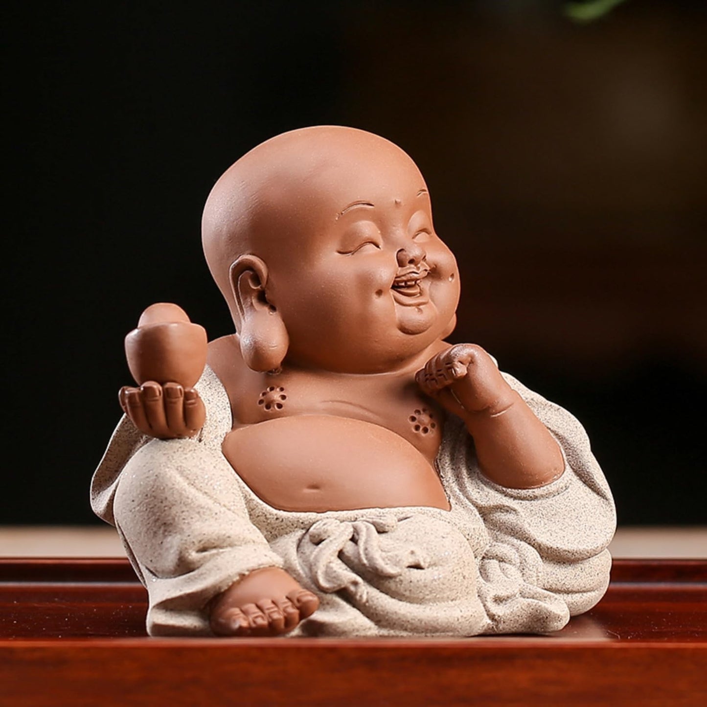 Maitreya Buddha Purple Sands Tea Pet 10.5cm Tea Play Tea Ceremony Accessories