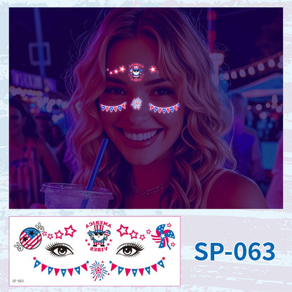USA Party Neon Dance Glow Fluorescent Face Stickers Tattoo Stickers160*65mm