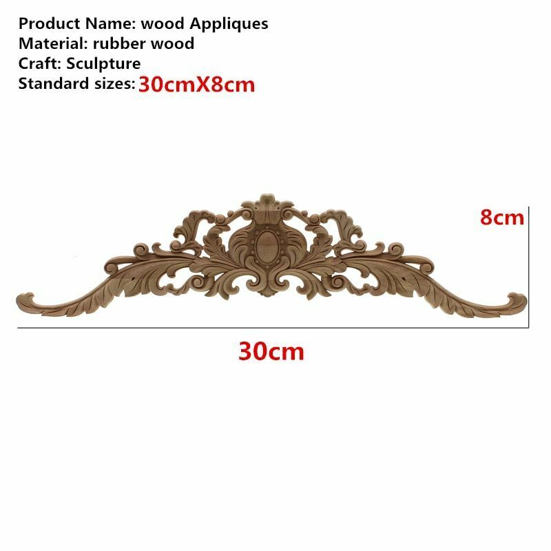 Natural Wood Appliques Furniture Cabinet Unpainted Wooden Carving Moulding Decal