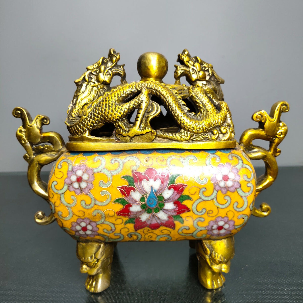 Chinese Copper Cloisonne Enamel Handmade Exquisite Incense Burner