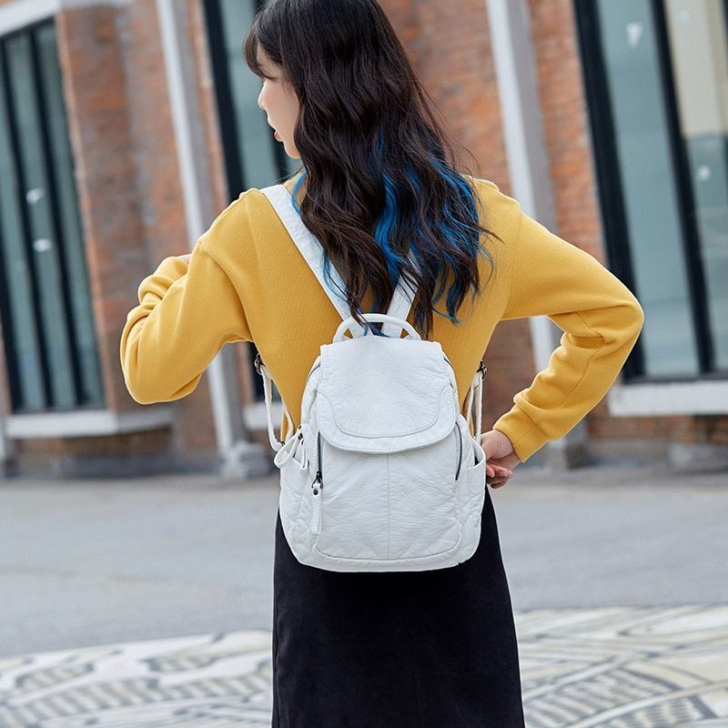 Soft Synthetic Leather Mini Backpack Leisure School Bookbag Travel Bag Small 1PC