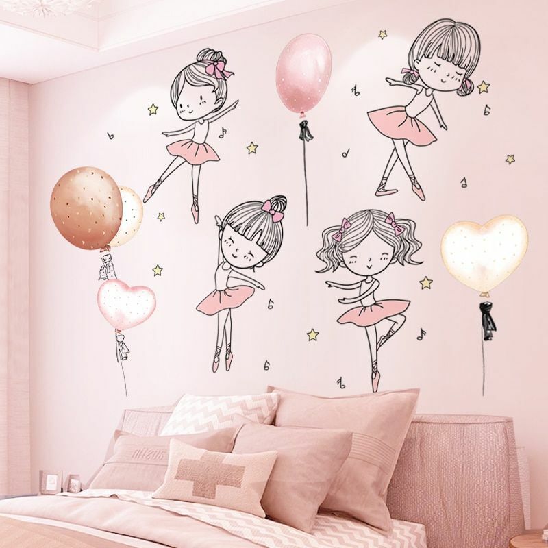 Wall Stickers Cartoon Girl Moon DIY Mural Decals Rooms Bedroom House Decoration