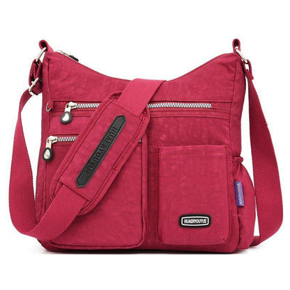 Nylon Shoulder Bag Multi Zipper Pocket Messenger Purse Waterproof 30*12*28CM Bag