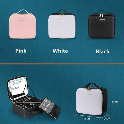 Smart LED Cosmetic Case Mirror Bag Large Fashion Storage Bag Travel Makeup Purse