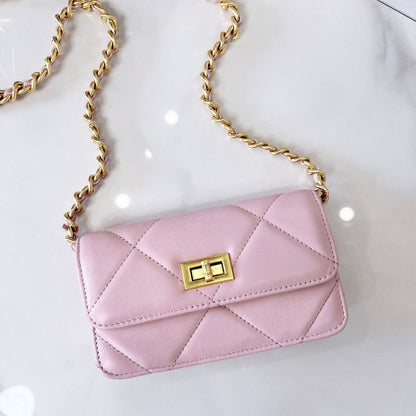 Quilted Lambskin Leather Flap Phone Wallet on Chain Purse Crossbody Shoulder Bag