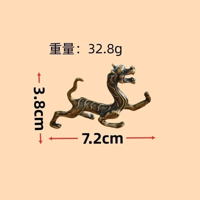 4PCS Brass Four Divine Beasts Ornament Dragon White Tiger Suzaku Xuanwu Decor