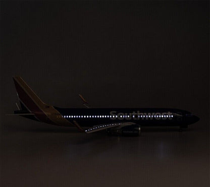 47CM Southwest BOEING 737-800 Airplane Led Sound-controlled Light Resin Model