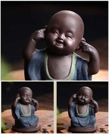 Chinese Handmade Tea Pet Statue Historical Figurine Monk Tea Play Yixing Zisha