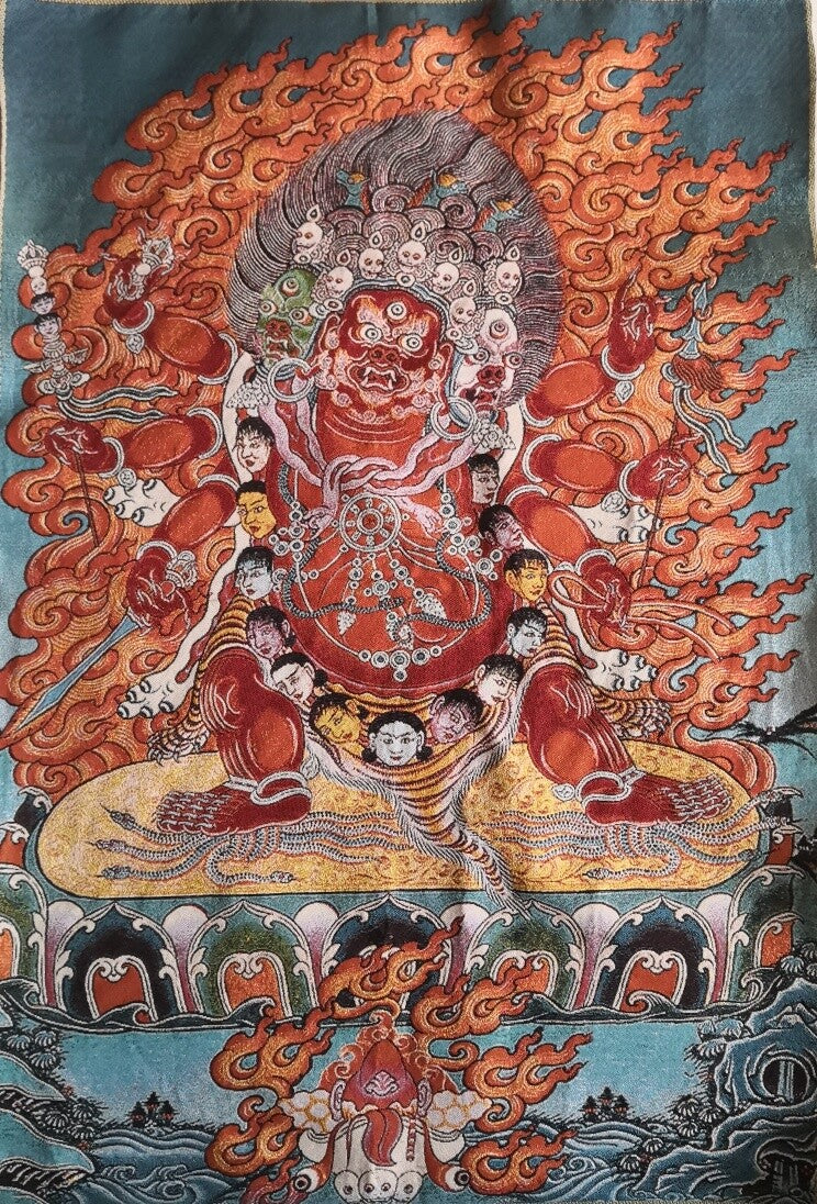 36" Tibet Tibetan Cloth Silk Horsr-deity Vajra Hayagriva Tangka Thangka Mural