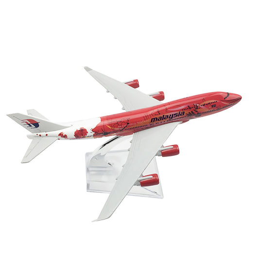 1/400 Scale 15cm Aircraft Malaysia Red Flower B747 Alloy Plane Model Collection