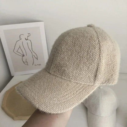 Women Baseball Caps Autumn Winter Solid Color Snapback Casual Visor Hats 56-60cm