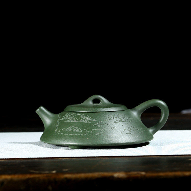 4oz Pot Real Yixing Zisha Green Clay Tea Pot Original Ore Shipiao Pot Handmade