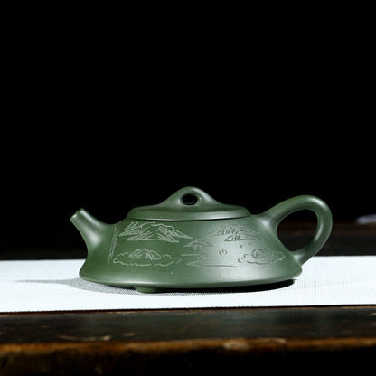4oz Pot Real Yixing Zisha Green Clay Tea Pot Original Ore Shipiao Pot Handmade
