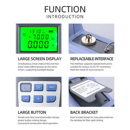 FTTH Fiber Optical Power Meter Fiber Cable Tester -70dBm~+10dBm SC/FC Connector