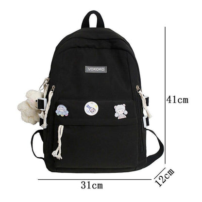 Women Nylon Backpack School Book Bag Traveling Pink/Blue/White Large 30*12*41 CM