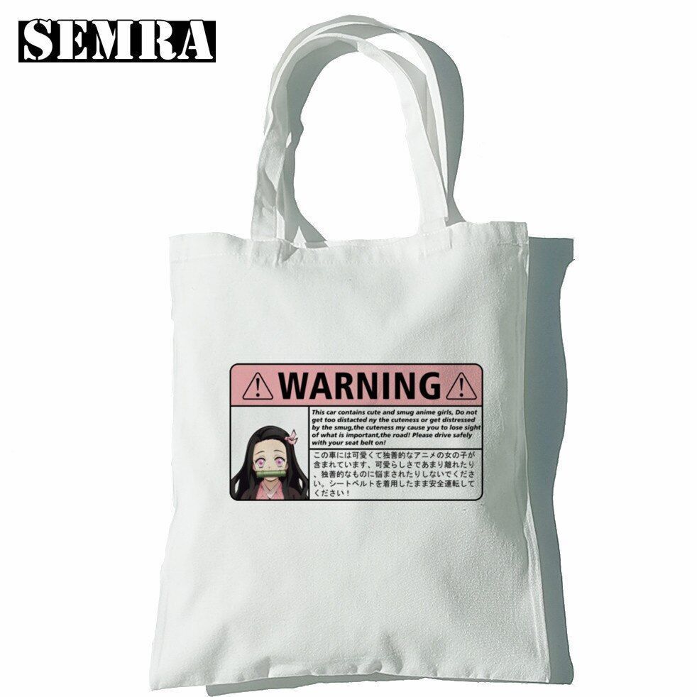 Canvas Tote Shoulder Bag Student Teacher Large Square Purse White / Black Pouch