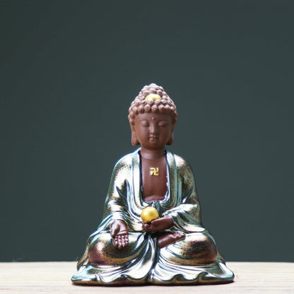 Retro Tathagata Ceramic Tea Pet 12cm Kung Fu Tea Set Decoration Tea Ceremony