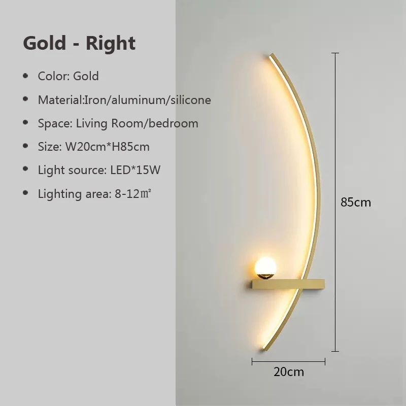 LED Wall Lamps Modern Black Gold Interior Nordic Art TV Home Decor Sconce Lights