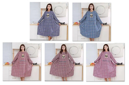 Cooking Apron Cotton Long Sleeve Brief Kitchen Baking Barbecue Picnic Vest Smock