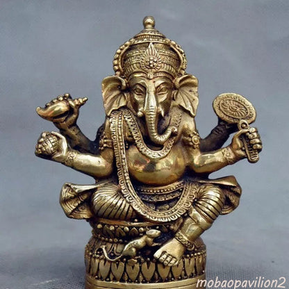 Old Buddhism Brass Ganesha Statue Hindu God Ganapati Elephant Deity Figurine