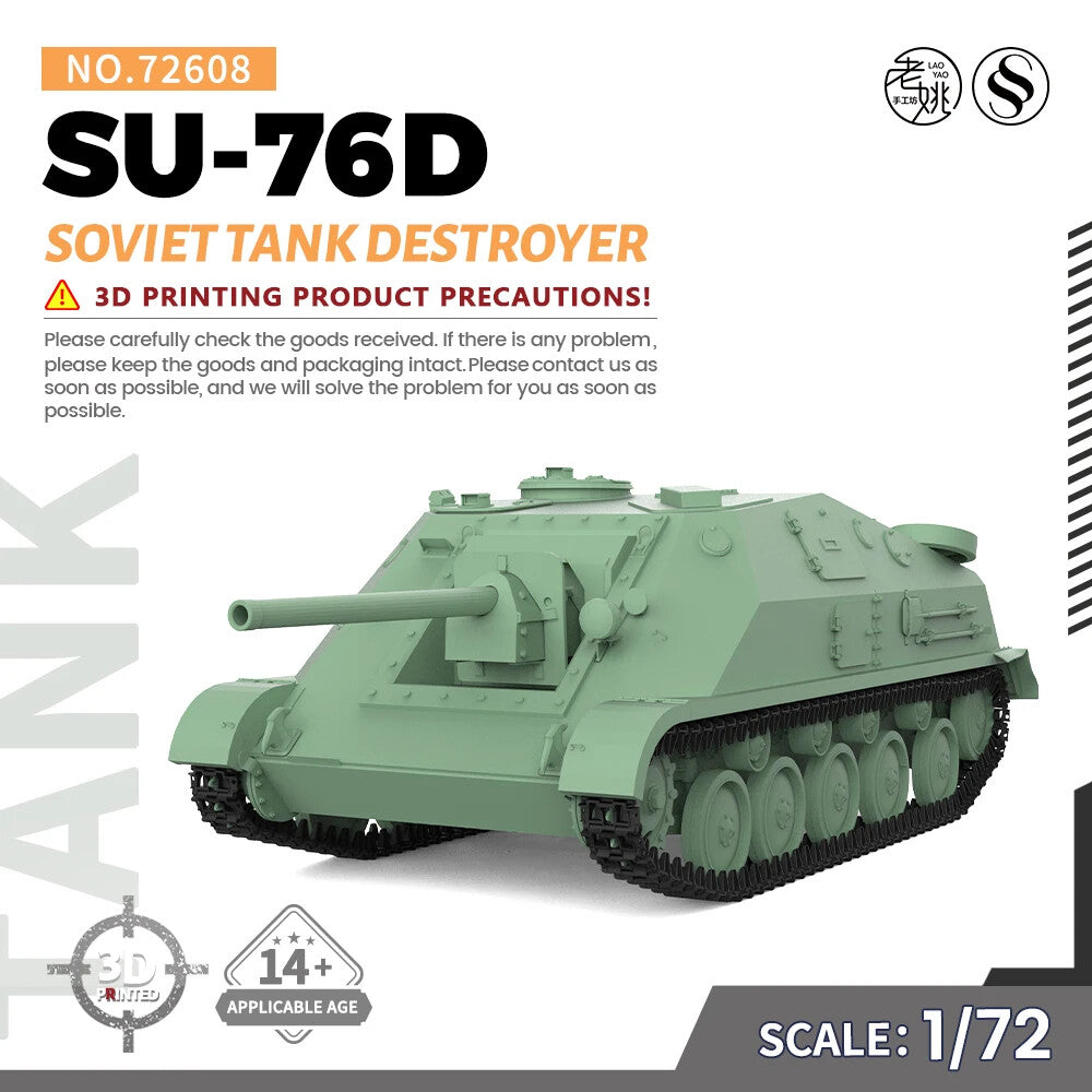 SSMODEL SS72608 1/72 25mm Military Model Kit Soviet SU-76D Tank Destroyer