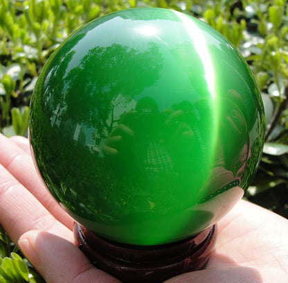 HOT SELL ASIAN QUARTZ CAT EYE CRYSTAL HEALING BALL SPHERE 40-80MM
