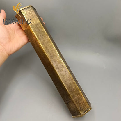 Chinese Antique Collection Hexagonal Copper Incense Tube Painting Tube -