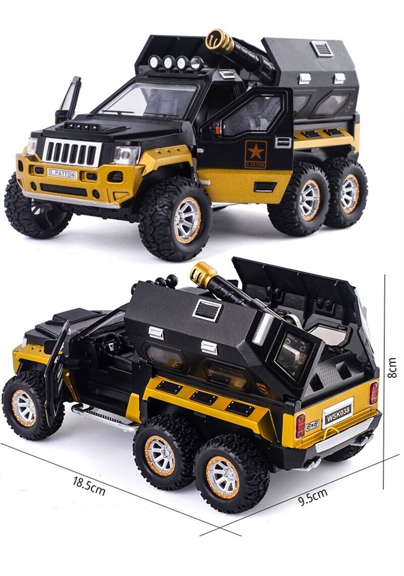 1:24 Military Armored Car Dicast Model Car Toy Off-road Vehicle Sound Light Kids