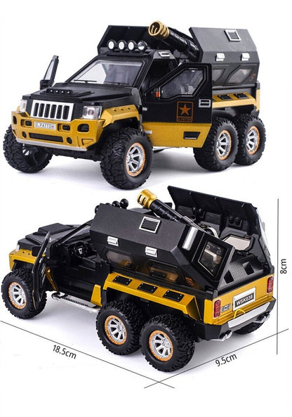 1:24 Military Armored Car Dicast Model Car Toy Off-road Vehicle Sound Light Kids