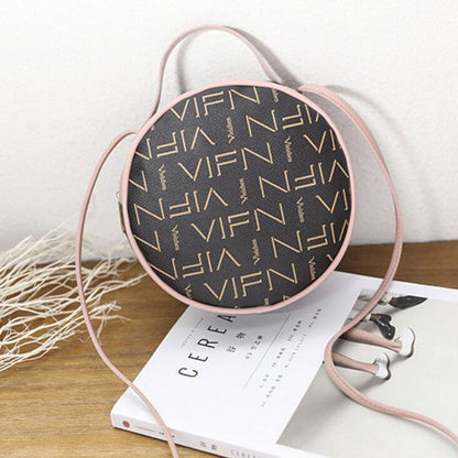 1PC Vintage Round Crossbody Bag Synthetic Leather Shoulder Purse Small Handbags