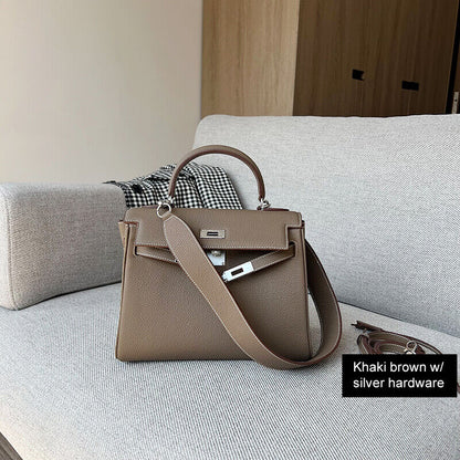 25/28cm Real Leather Flap Tote Shoulder bag Handbag Purse Fashion Briefcase