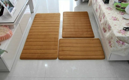 3Pcs/Set Memory Foam Bath Mat Modern Floor Anti-Slip Bathroom Rug Kitchen Carpet