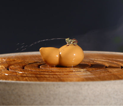 Gourd Frog Statue Tea Pet Yixing Zisha Clay Tea Play Home Table Decoration Funny