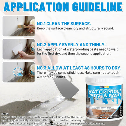 Waterproof Patch & Seal Rubberized Sealant Paste, 2.2Lbs Anti-Leakage Clear Wate