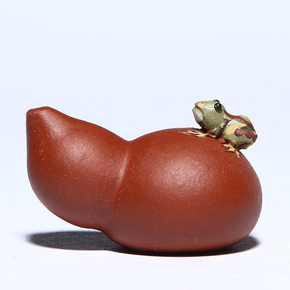 Gourd Frog Statue Tea Pet Yixing Zisha Clay Tea Play Home Table Decoration Funny