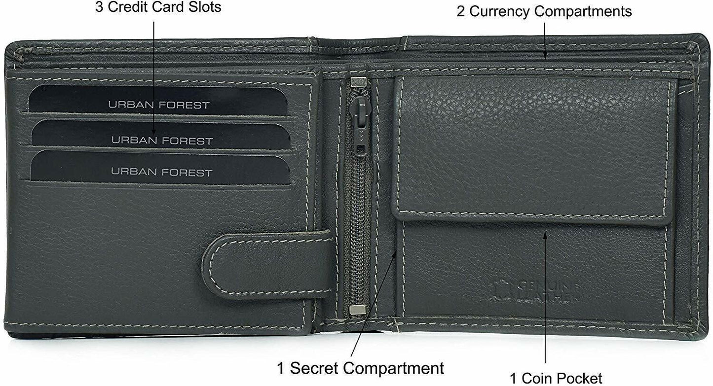 New Men's Grey Colour Leather Bi-fold Wallet Gift Item