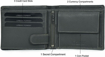 New Men's Grey Colour Leather Bi-fold Wallet Gift Item