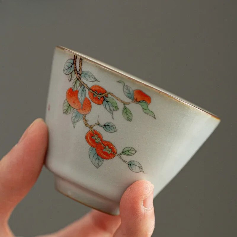 Ru Kiln Teacup Persimmon Ceramic Tea Cup Personal Single Cup Boutique Tea Set