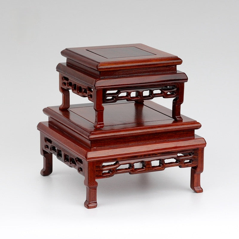 Square Wooden Base Shelf Fish Tank Flower Vase Bonsai Display Pot Stand Tea Tray