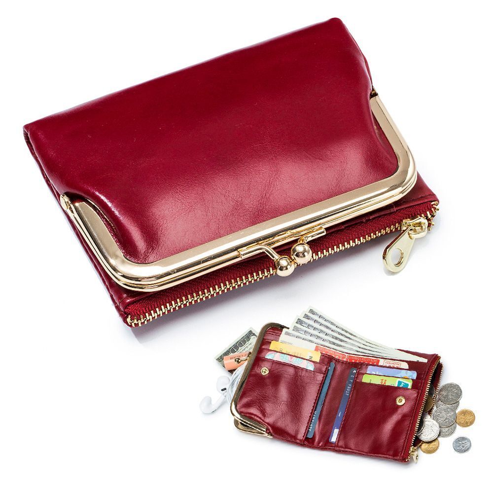 Genuine Leather Wallet Retro Short Purse Style Clip Simple Storage Wallet Zipper
