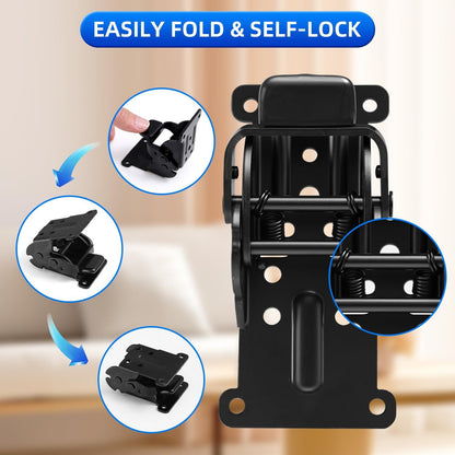 YDAJIURI Folding Brackets 8 Pack, Heavy-Duty Self-Locking Hinges with Screws, Fo