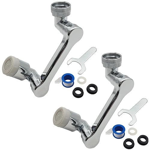 2 Pack Multi-Angle Rotating Faucet Extender and Aerator with Low and High Pre...