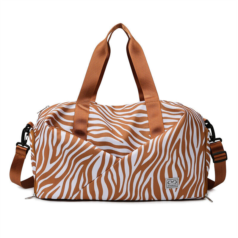 Zebra-stripe Travel Bag Folding Travel Luggage Duffle Shoulder Bags Women Sports